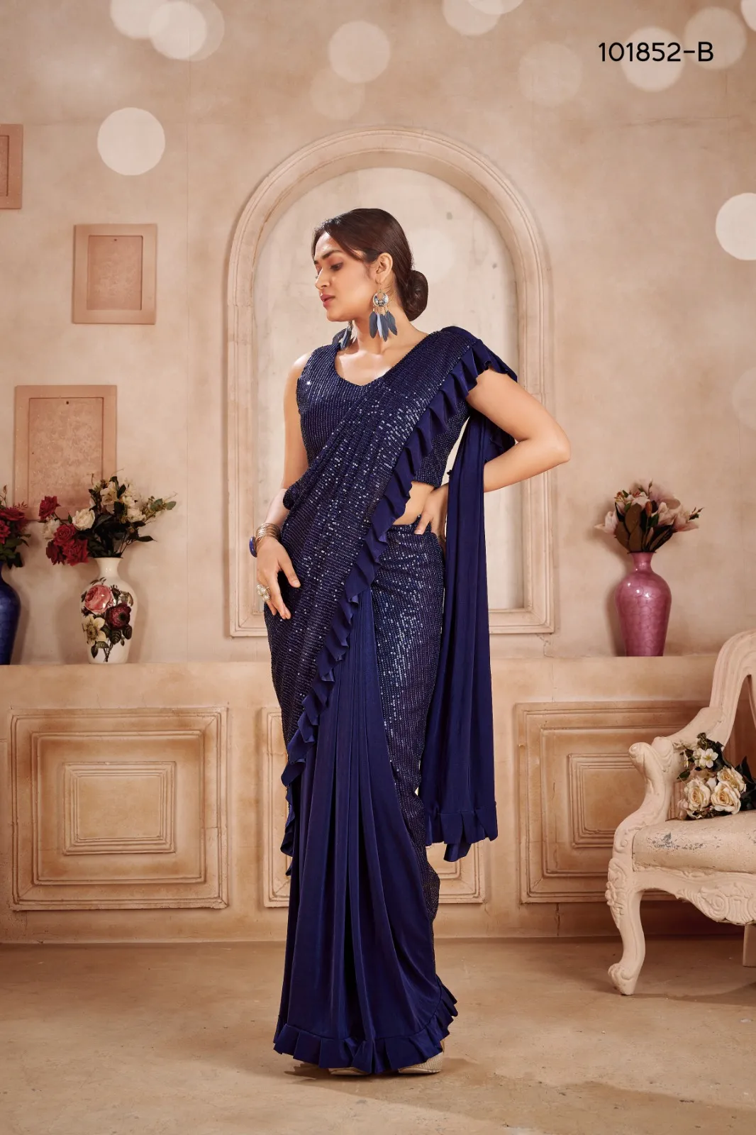 Sequins Saree Ready to Wear 101852 - Image 2
