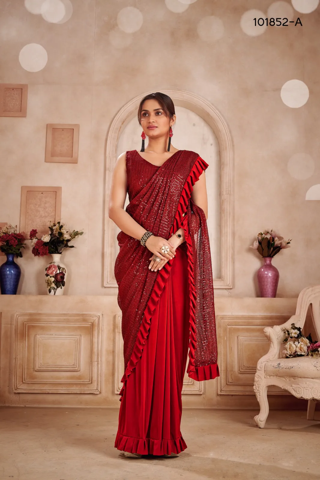 Sequins Saree Ready to Wear 101852 - Image 3