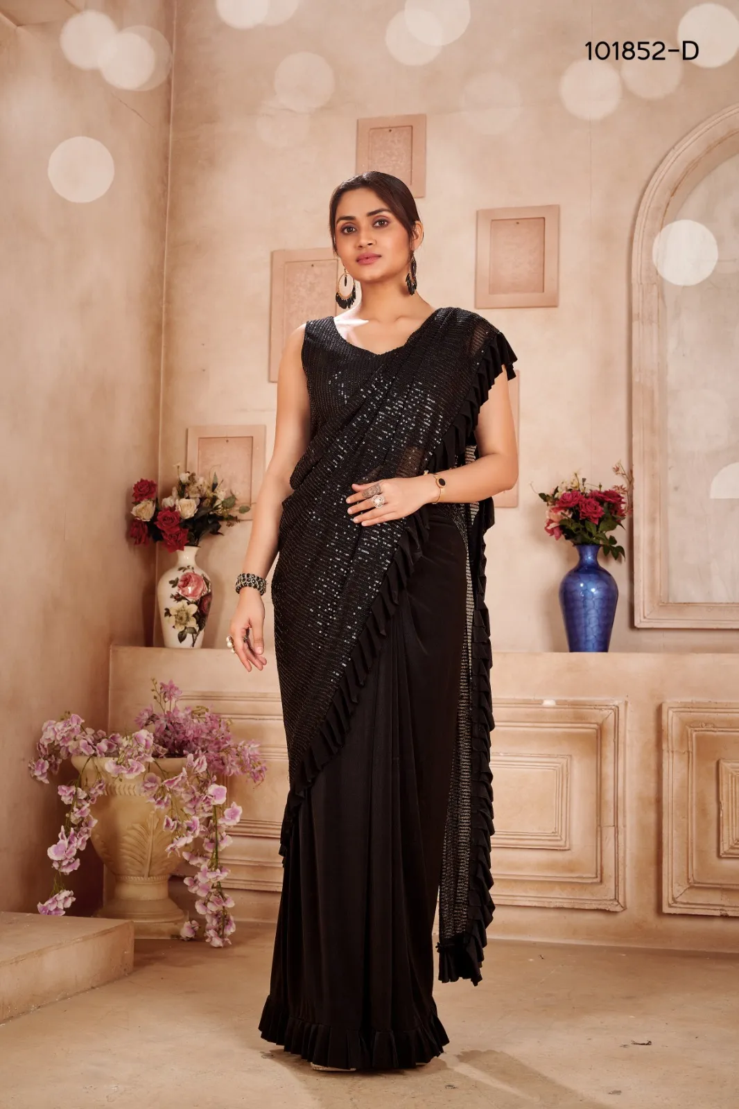 Sequins Saree Ready to Wear 101852 - Image 4
