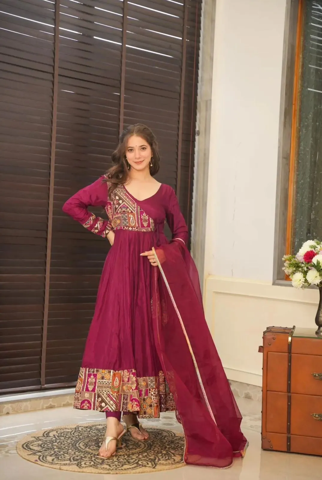 Trending Red Gown 2024 Diwali Ethnic Gown sr1635