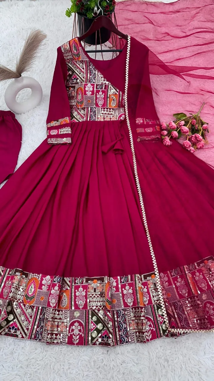 Trending Red Gown 2024 Diwali Ethnic Gown sr1635 - Image 2
