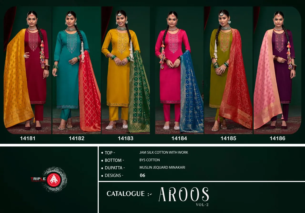 Triple A Festive Wear Straight Ethnic Suit Aroos Vol2 - Image 2
