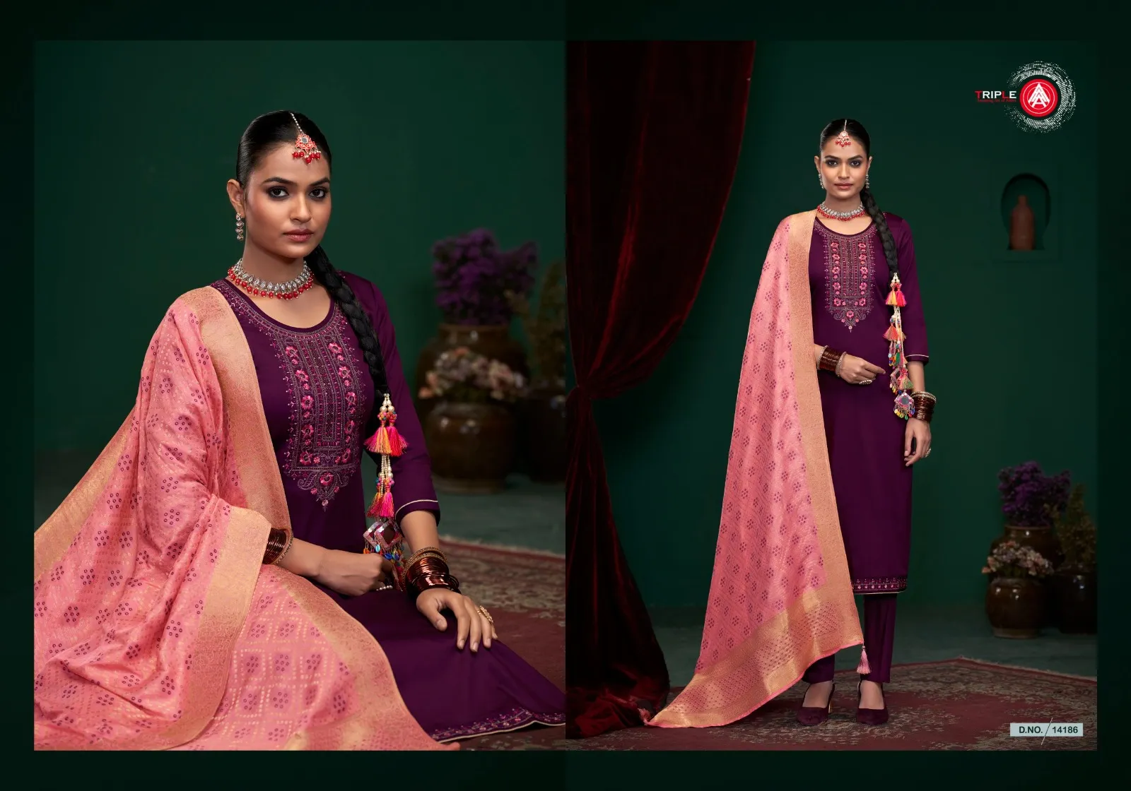 Triple A Festive Wear Straight Ethnic Suit Aroos Vol2 - Image 3