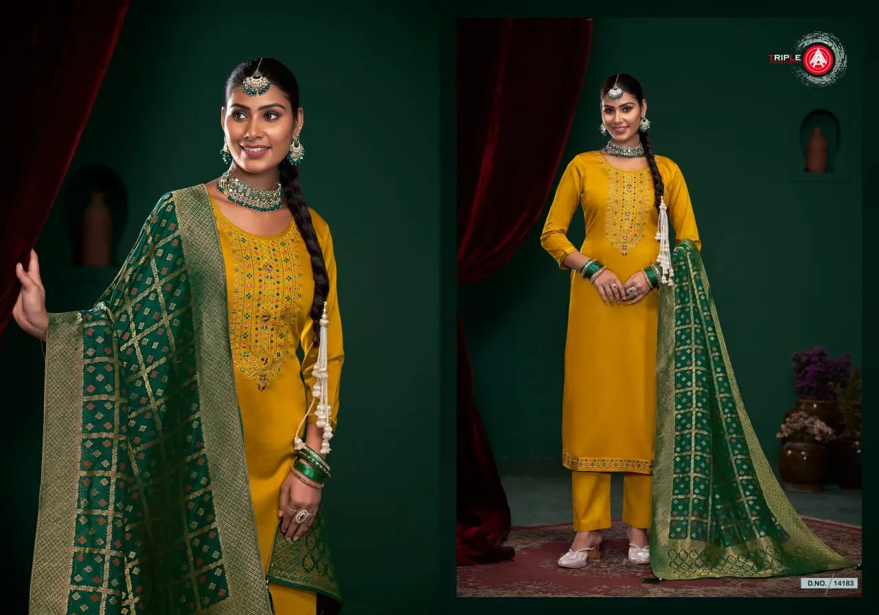Triple A Festive Wear Straight Ethnic Suit Aroos Vol2 - Image 4