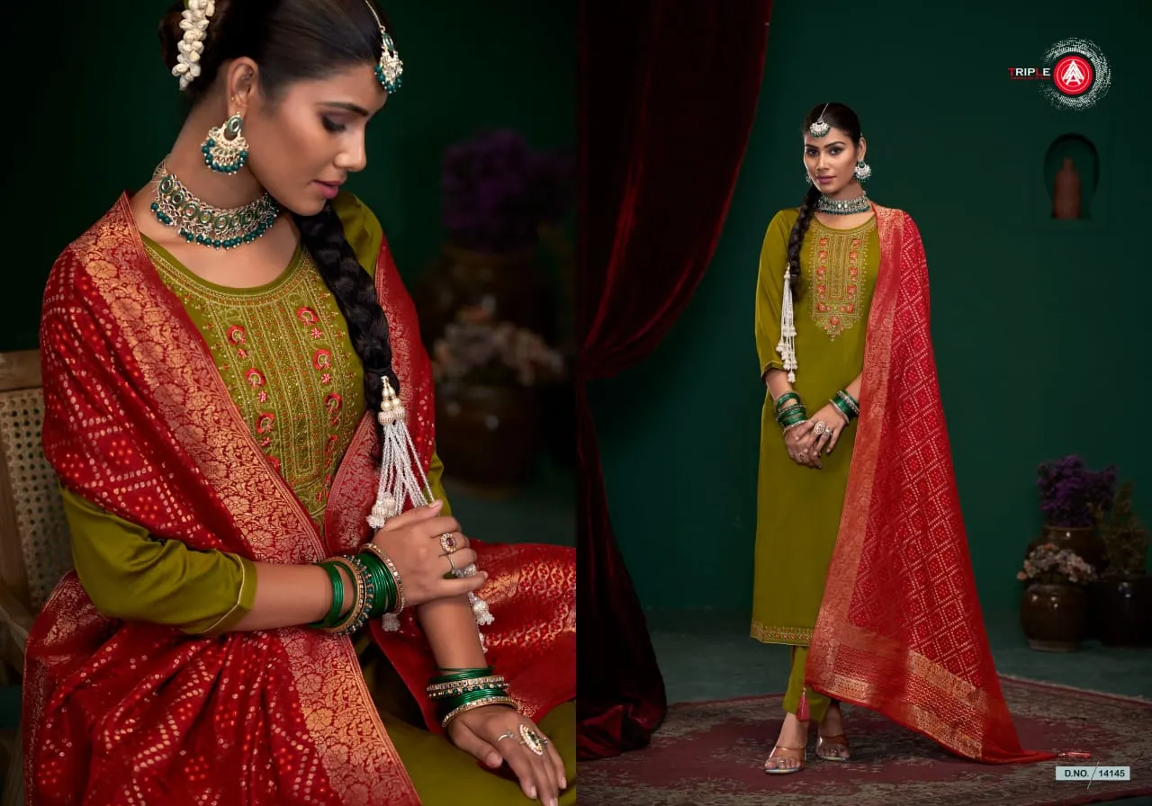 Triple A Festive Wear Straight Ethnic Suit Aroos Vol2 - Image 5