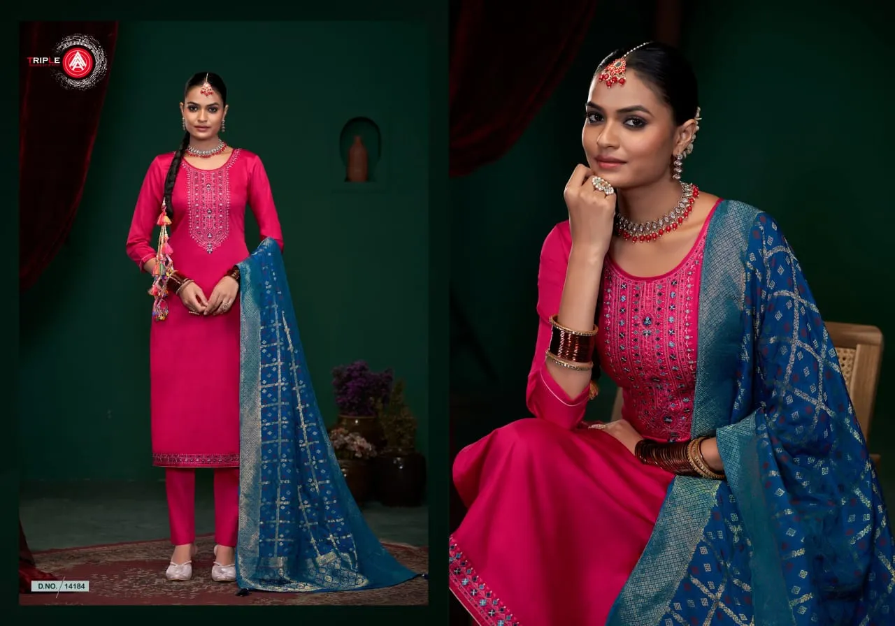 Triple A Festive Wear Straight Ethnic Suit Aroos Vol2 - Image 6