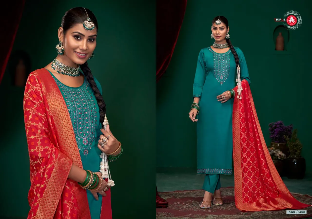 Triple A Festive Wear Straight Ethnic Suit Aroos Vol2 - Image 7