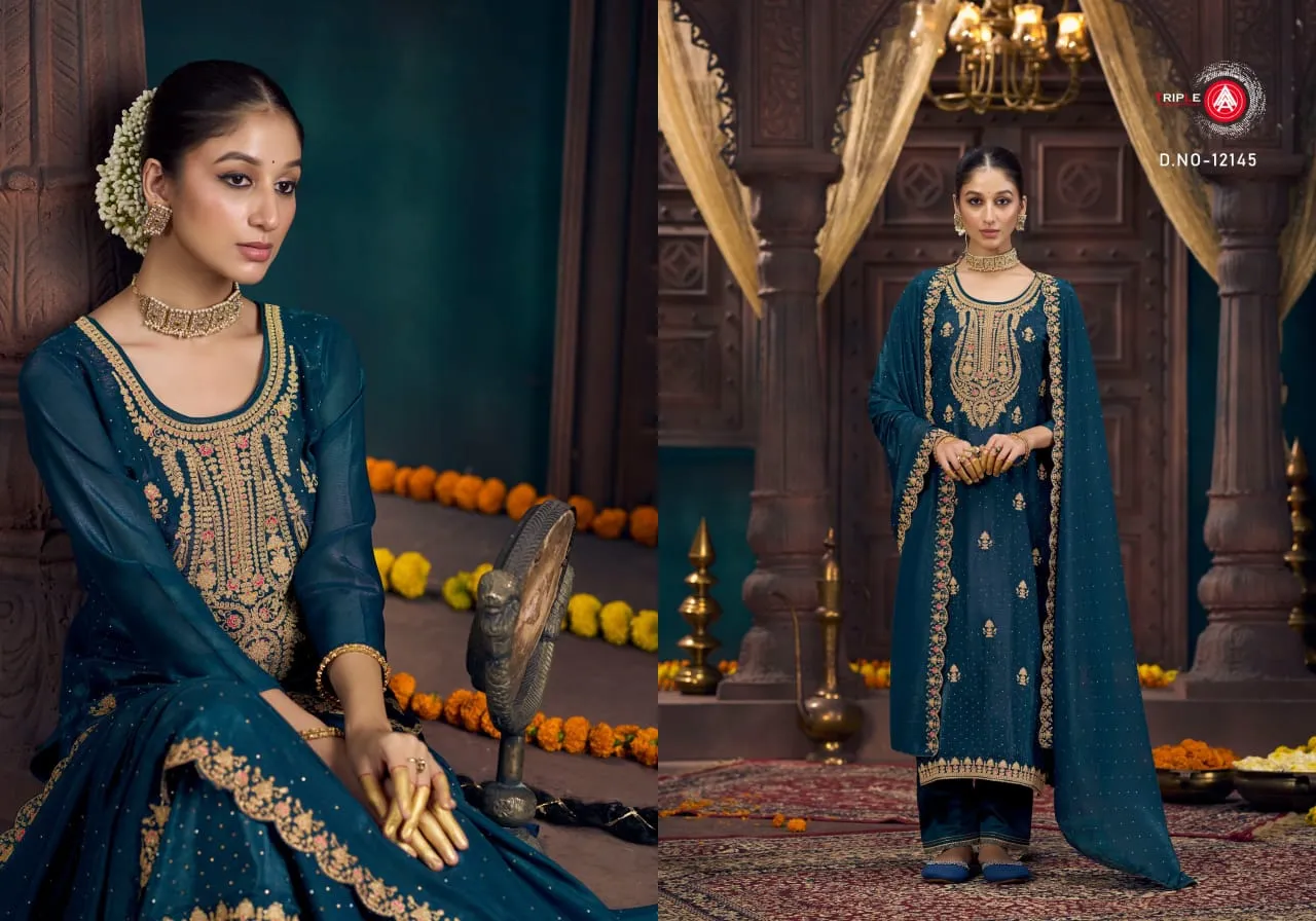 Wedding Wear Georgette Straight Ethnic Suit Triple A Xander - Image 2
