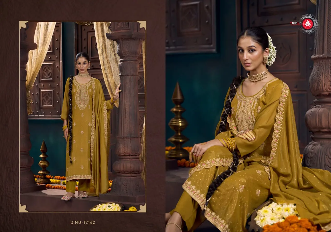 Wedding Wear Georgette Straight Ethnic Suit Triple A Xander - Image 3