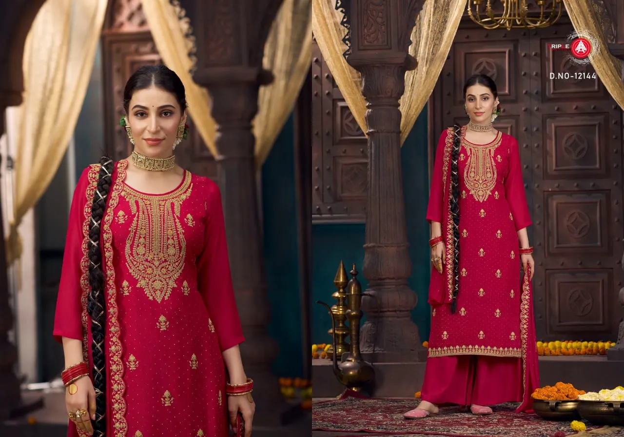 Wedding Wear Georgette Straight Ethnic Suit Triple A Xander - Image 4