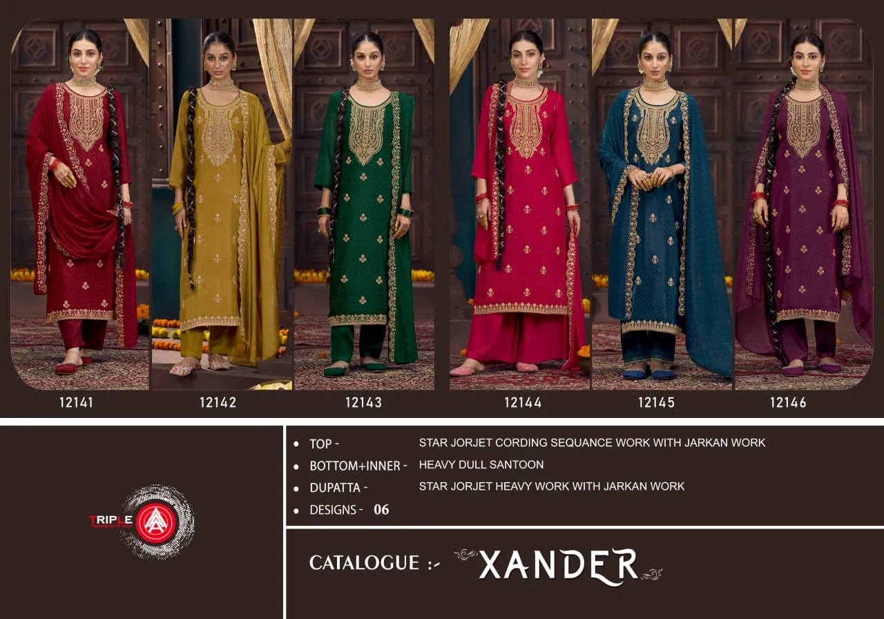 Wedding Wear Georgette Straight Ethnic Suit Triple A Xander - Image 5