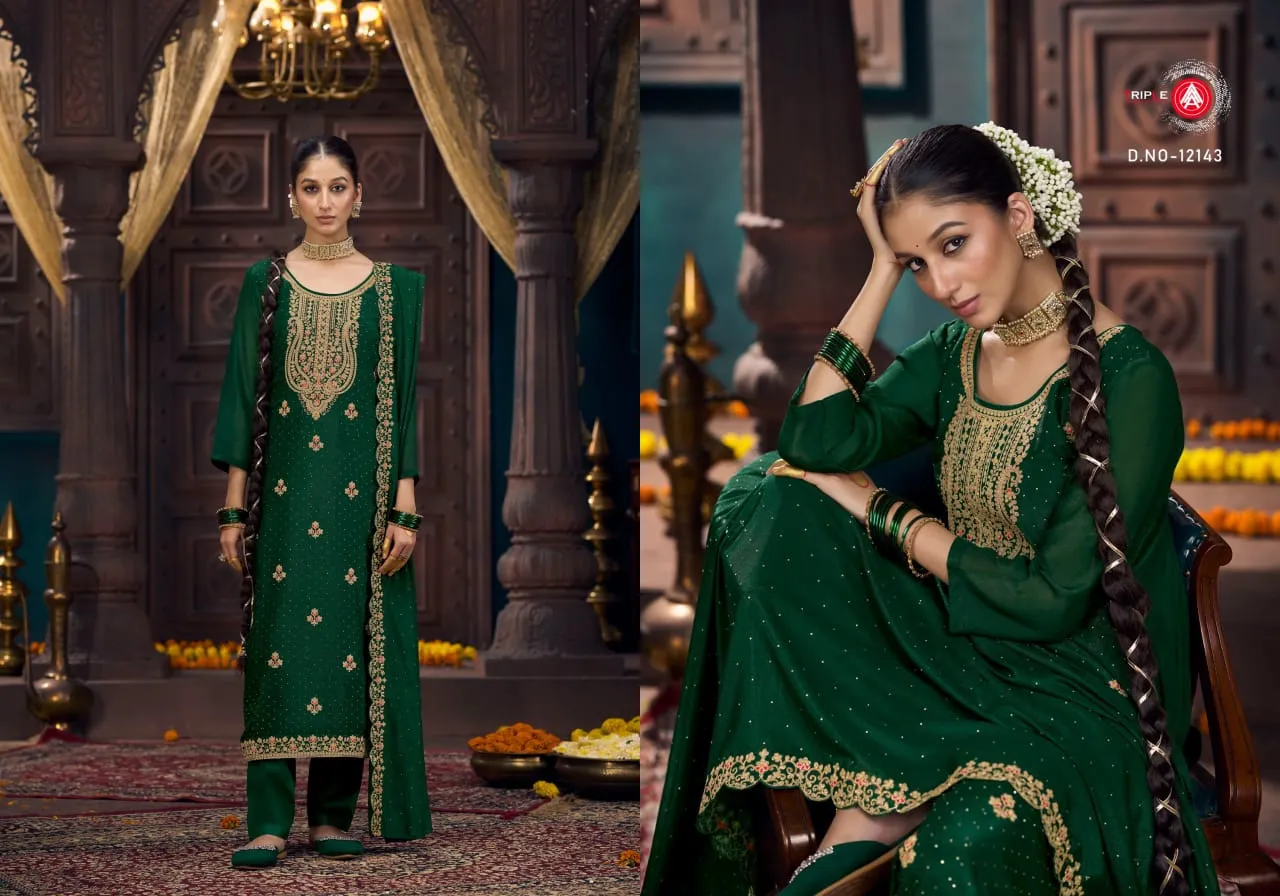 Wedding Wear Georgette Straight Ethnic Suit Triple A Xander - Image 6