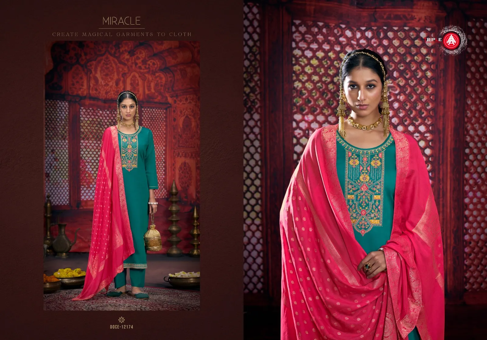 Wedding Wear Plazzo Suit Triple A George - Image 2