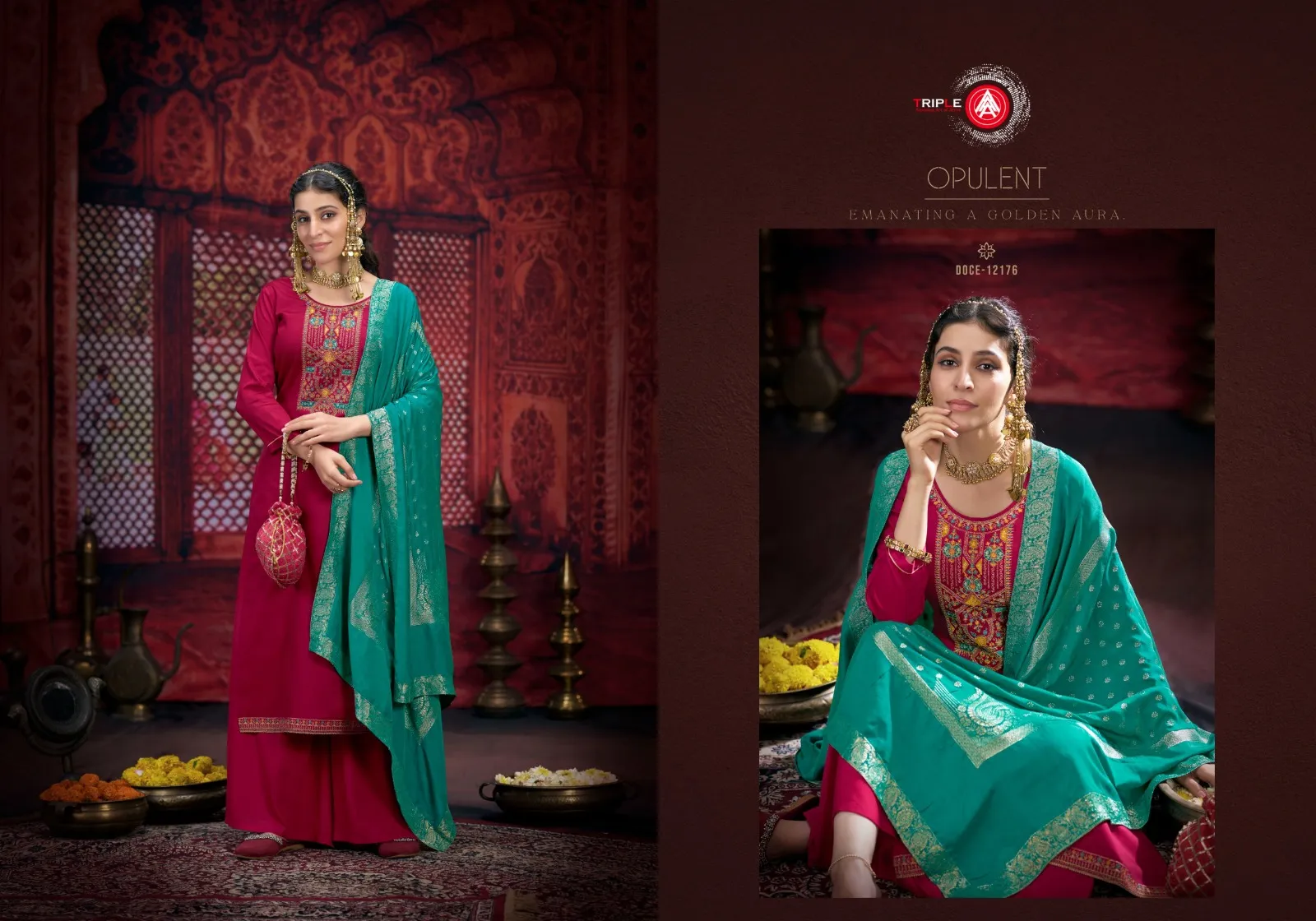 Wedding Wear Plazzo Suit Triple A George - Image 3