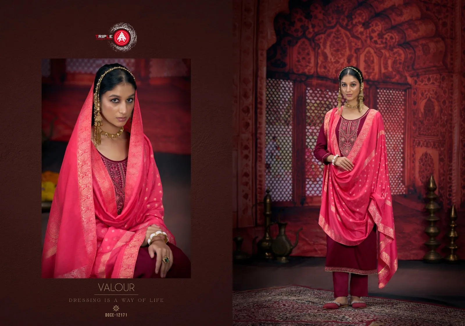 Wedding Wear Plazzo Suit Triple A George - Image 4