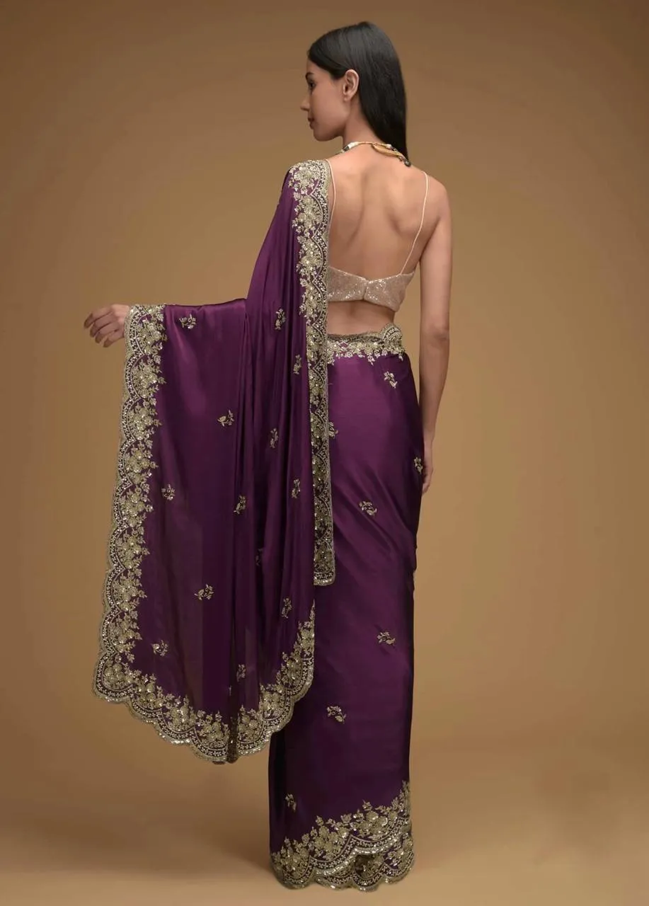 Purple Color Bollywood Saree Replica bt1228 - Image 2