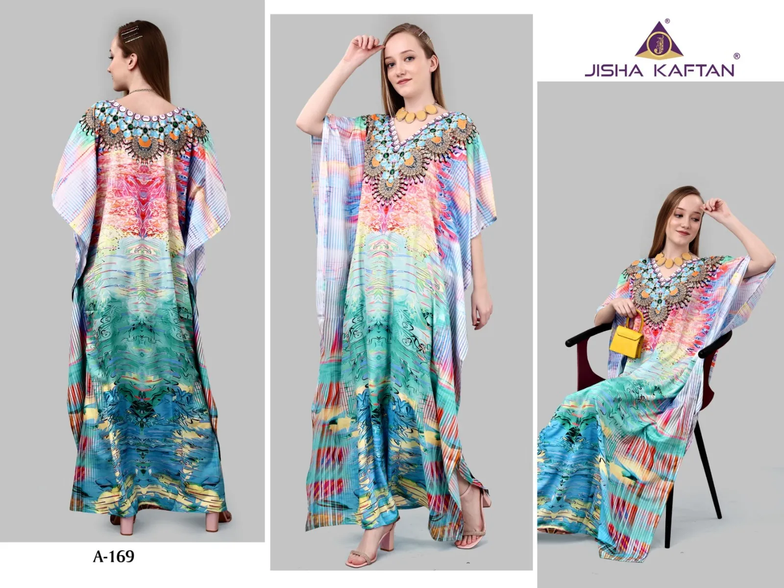Printed Crepe Kaftans Set - Image 3