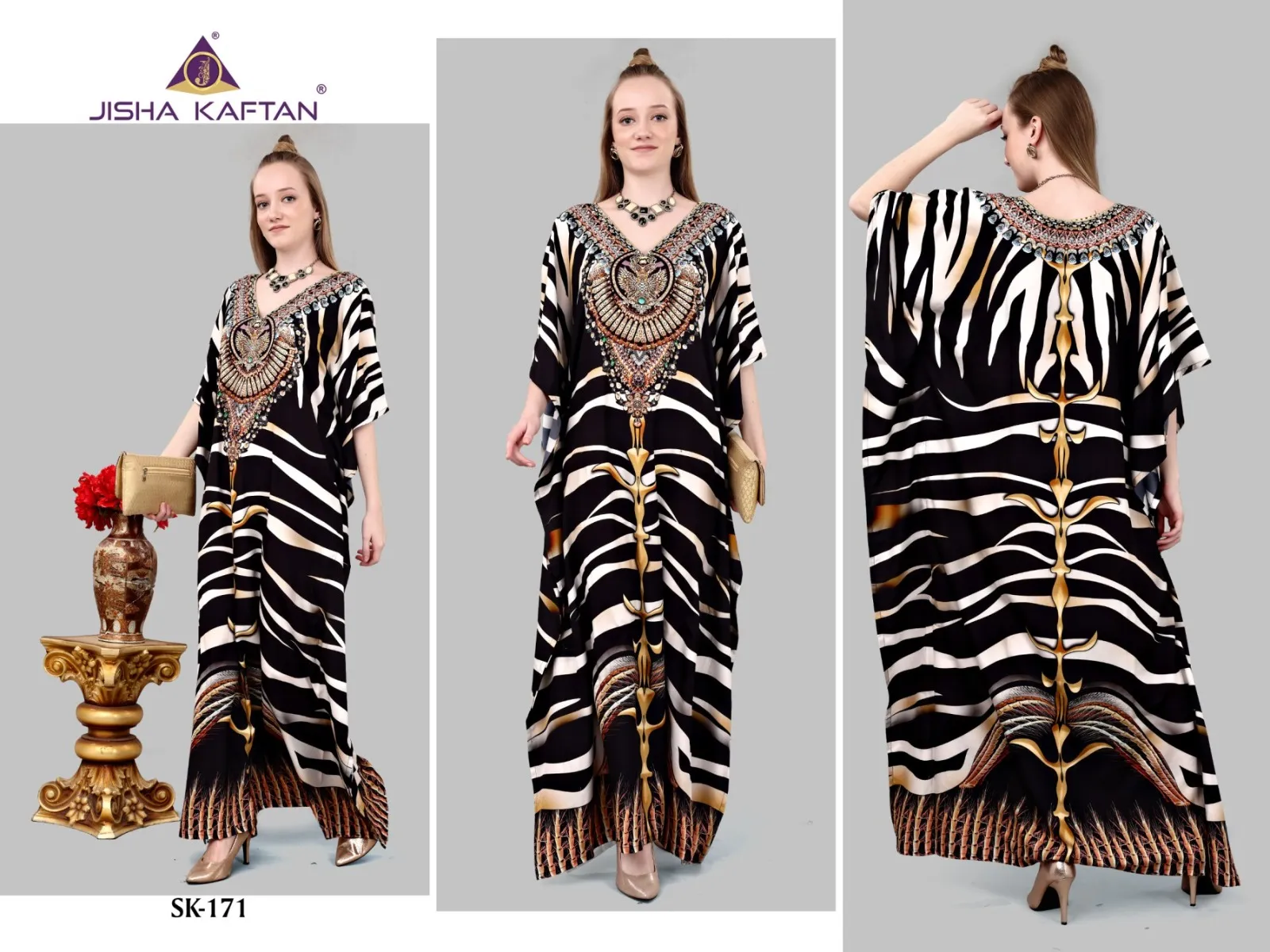 Printed Crepe Kaftans Set - Image 4