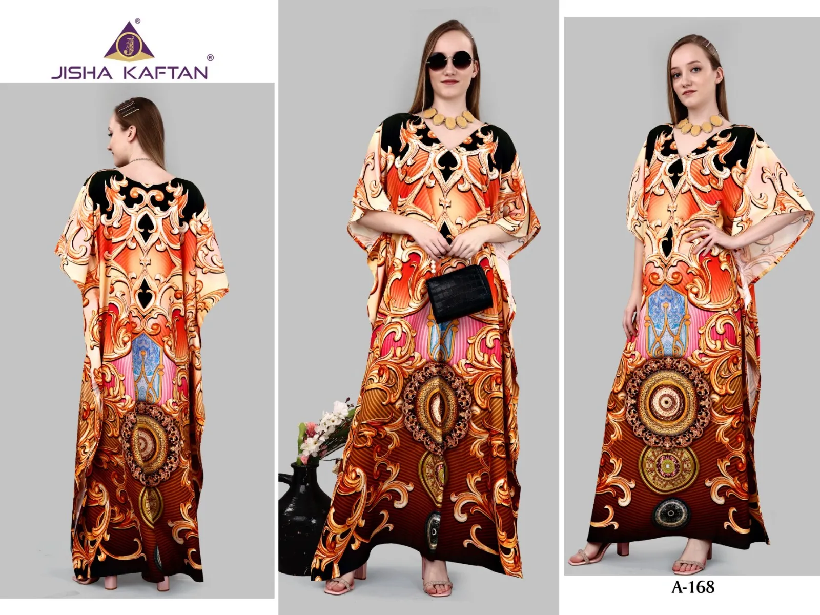 Printed Crepe Kaftans Set - Image 5