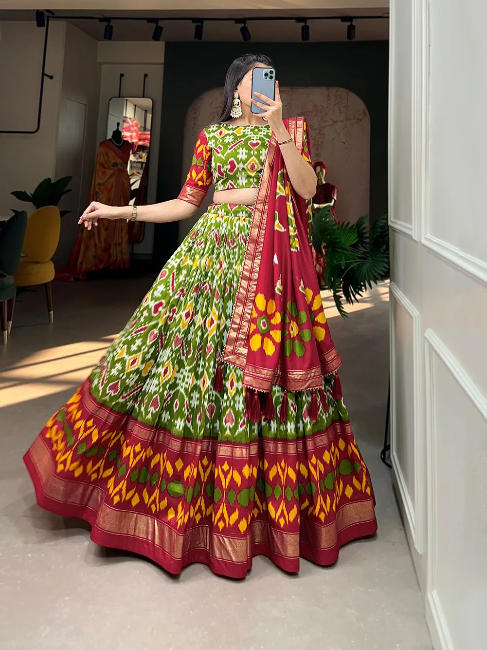 Tussar Silk Patola Printed Designer Trending Lehenga Choli