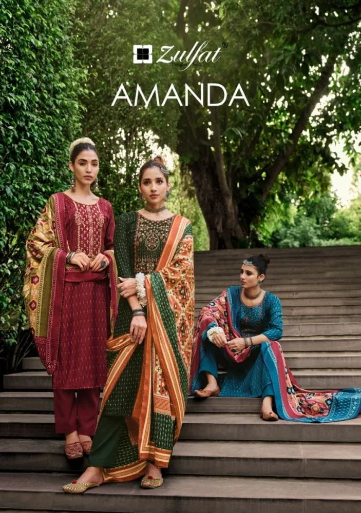 Wool Pashmina Printed Designer Suit For Winter Wear