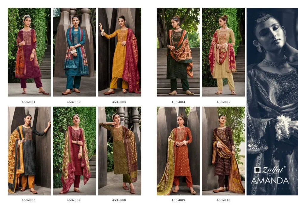 Wool Pashmina Printed Designer Suit For Winter Wear - Image 2