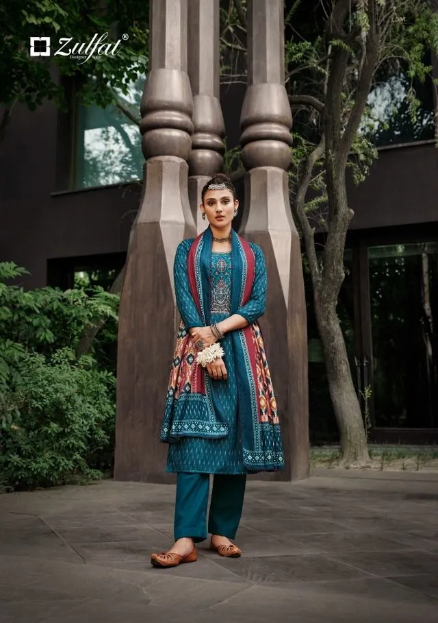 Wool Pashmina Printed Designer Suit For Winter Wear - Image 5