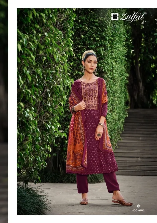 Wool Pashmina Printed Designer Suit For Winter Wear - Image 6