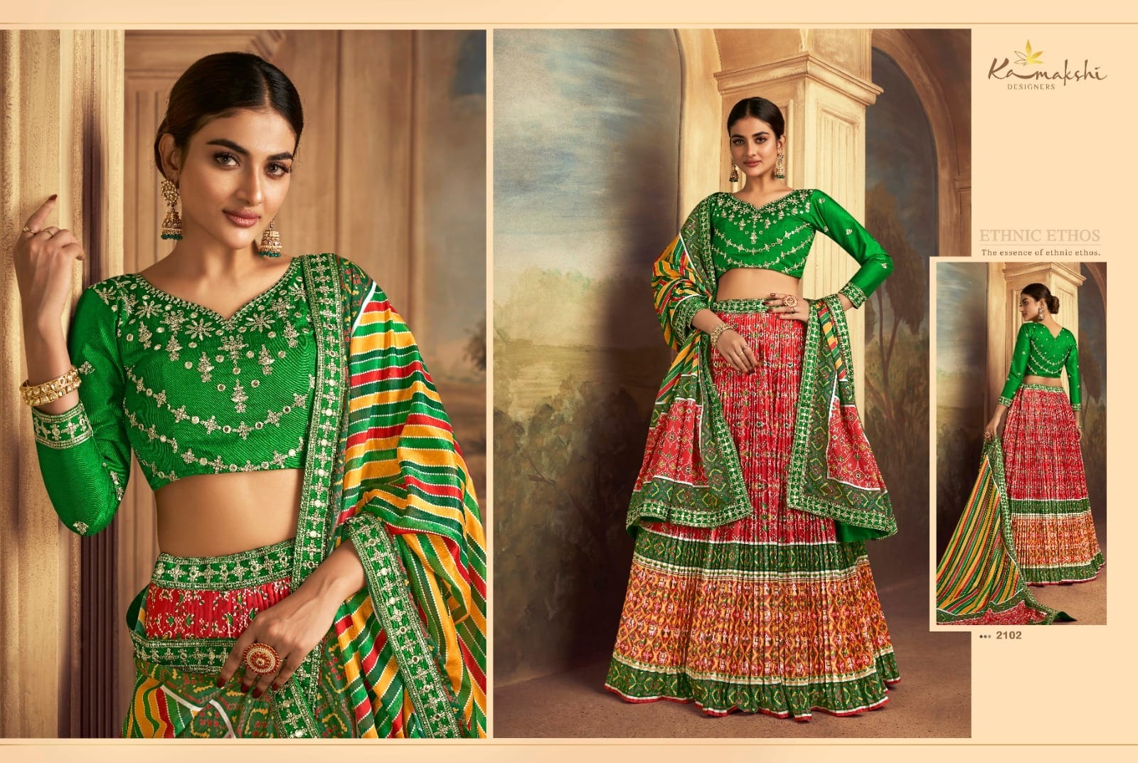Satrangi Gaji Silk Multi Color Patola Designer Ehtnic Lehenga Choli - Image 3