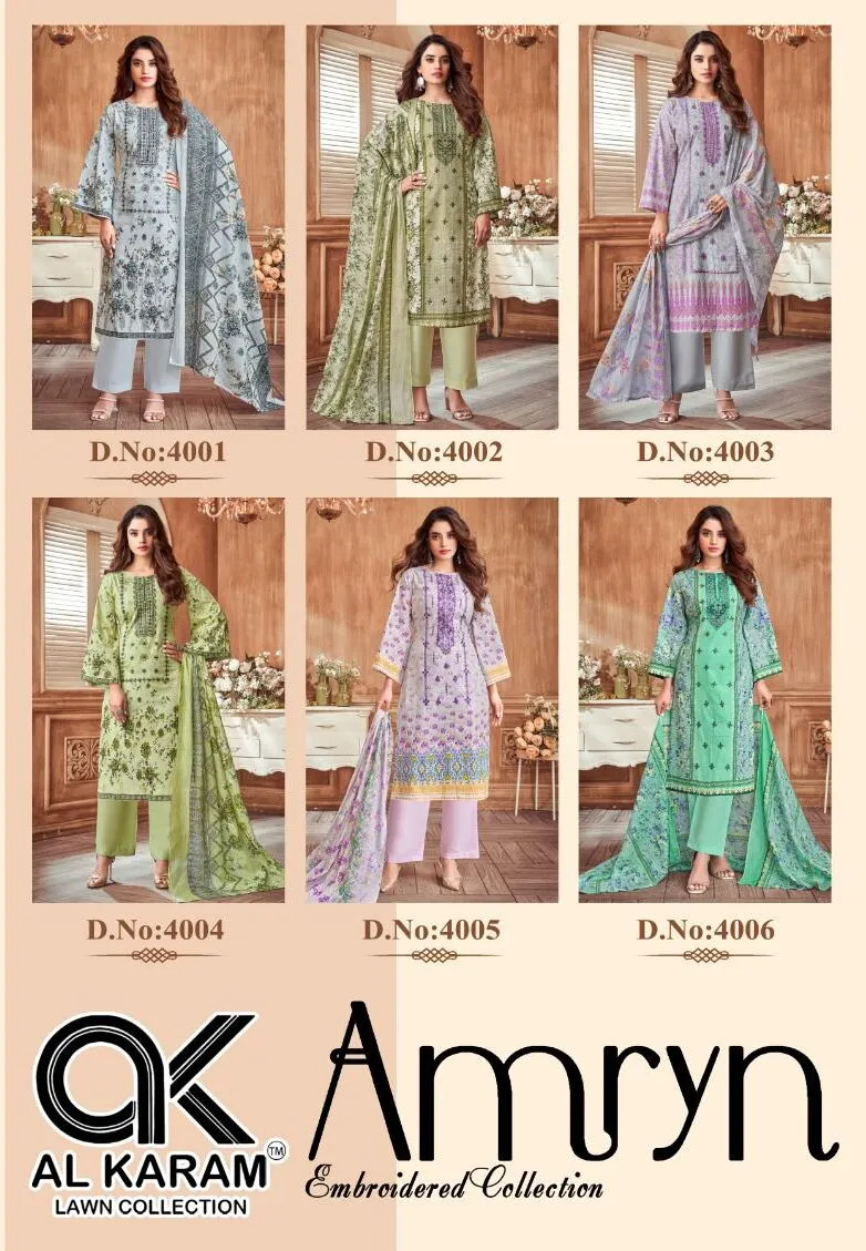 Unstitched Lawn Dailywear Salwar Suit Alkaram Amryn Catalouge - Image 3