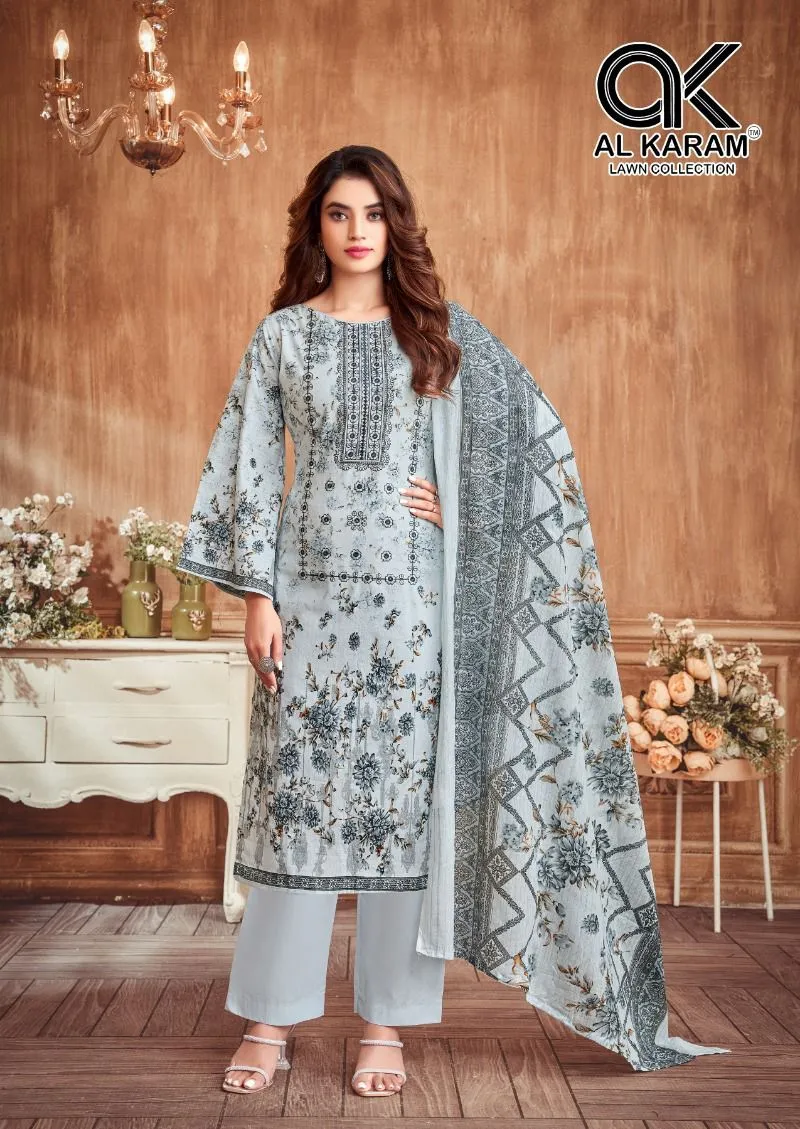 Unstitched Lawn Dailywear Salwar Suit Alkaram Amryn Catalouge - Image 4
