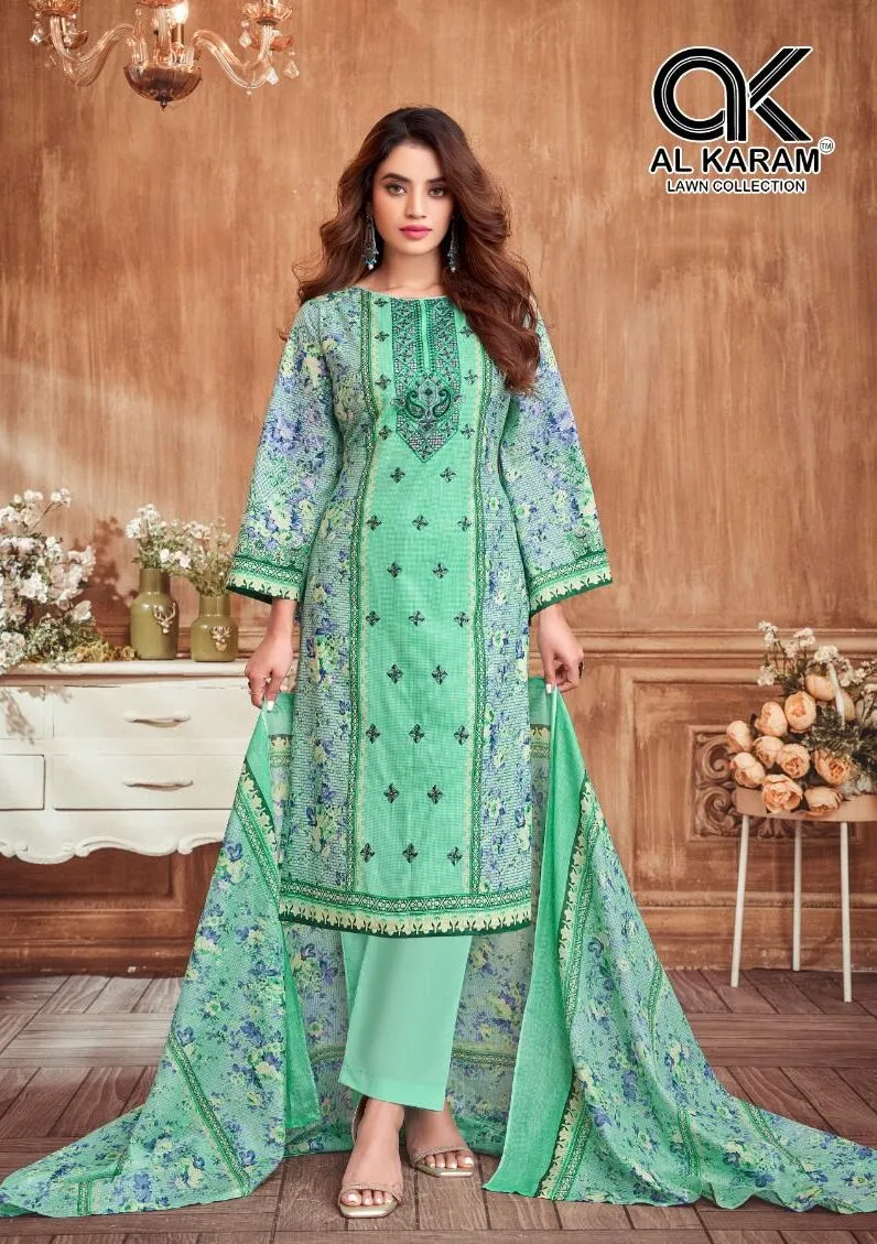 Unstitched Lawn Dailywear Salwar Suit Alkaram Amryn Catalouge - Image 5