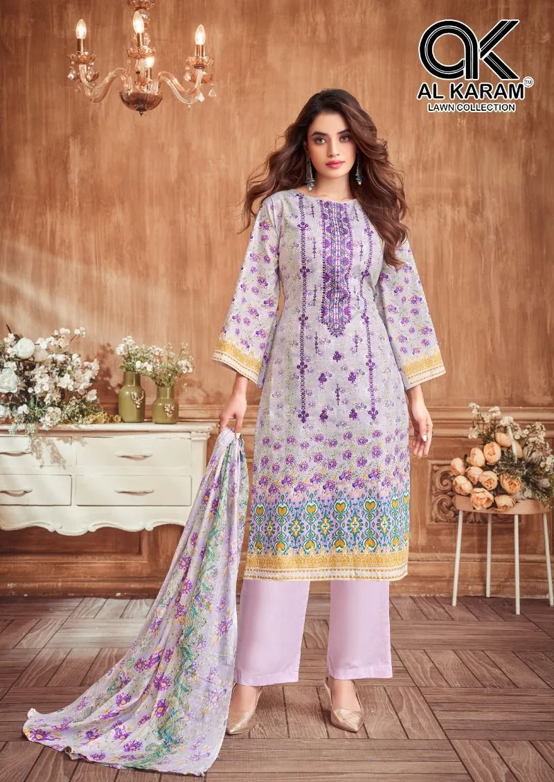 Unstitched Lawn Dailywear Salwar Suit Alkaram Amryn Catalouge - Image 6
