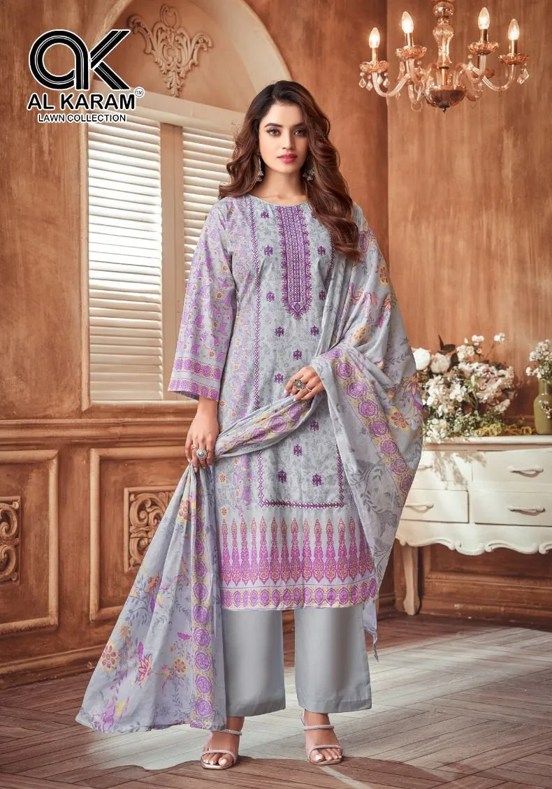 Unstitched Lawn Dailywear Salwar Suit Alkaram Amryn Catalouge - Image 8