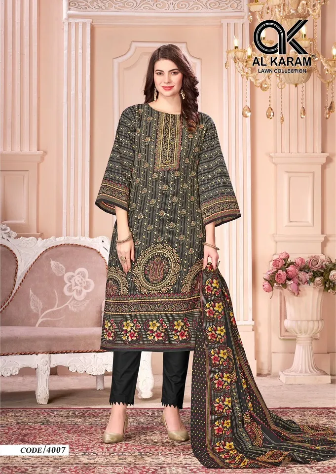 Alkaram Mahjabeen Vol 4 Unstitched Pakistani Printed Cotton Salwar Suit Wholesaler - Image 2