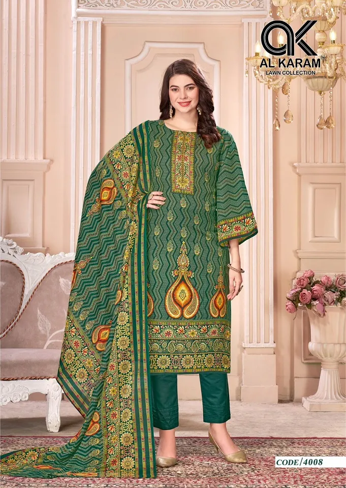 Alkaram Mahjabeen Vol 4 Unstitched Pakistani Printed Cotton Salwar Suit Wholesaler - Image 6