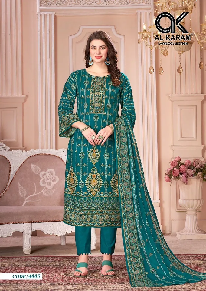 Alkaram Mahjabeen Vol 4 Unstitched Pakistani Printed Cotton Salwar Suit Wholesaler - Image 8