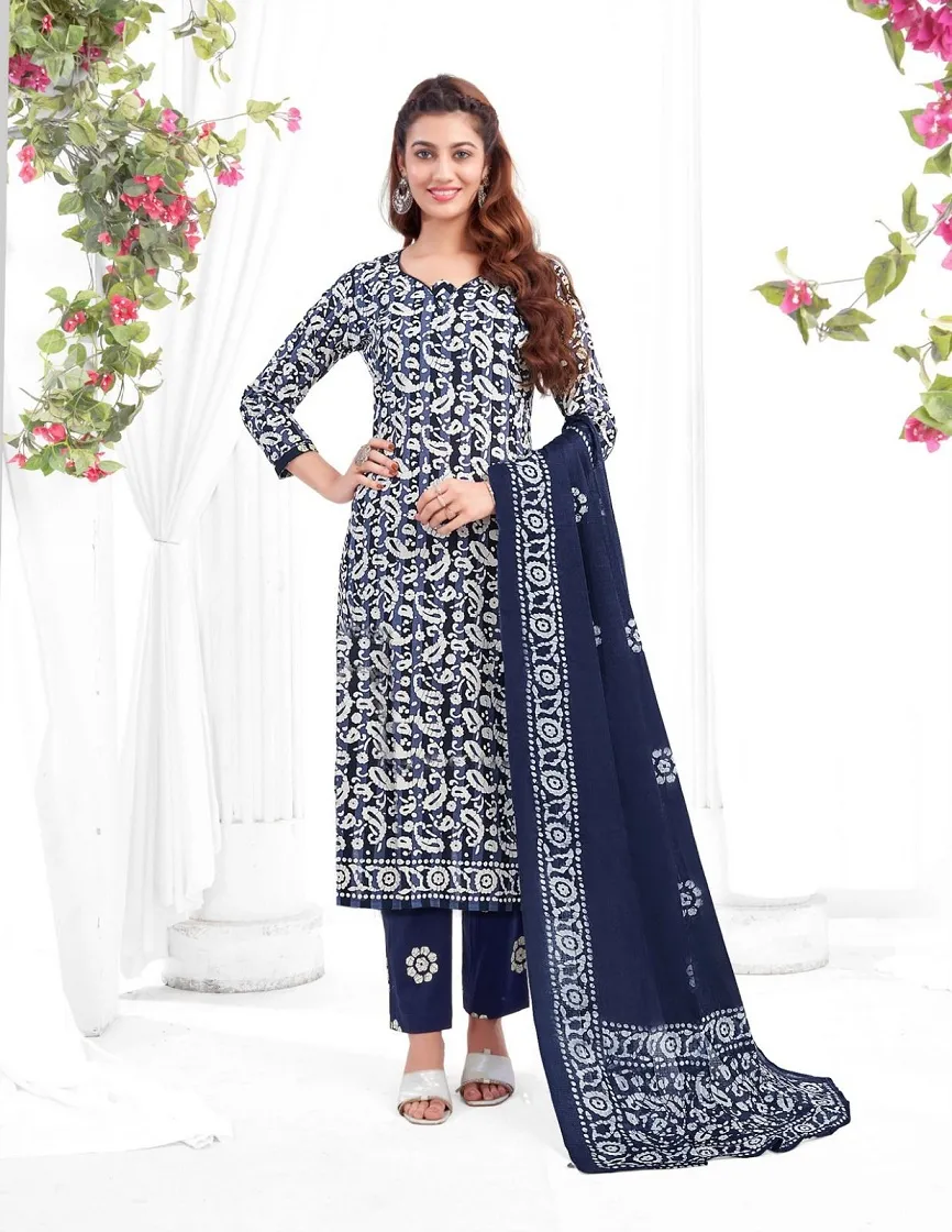 Baalar Battik Special Vol 3 Unstitched Cotton Straight Salwar Suit Summer Wear - Image 10
