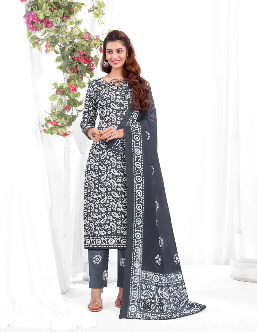 Baalar Battik Special Vol 3 Unstitched Cotton Straight Salwar Suit Summer Wear - Image 2