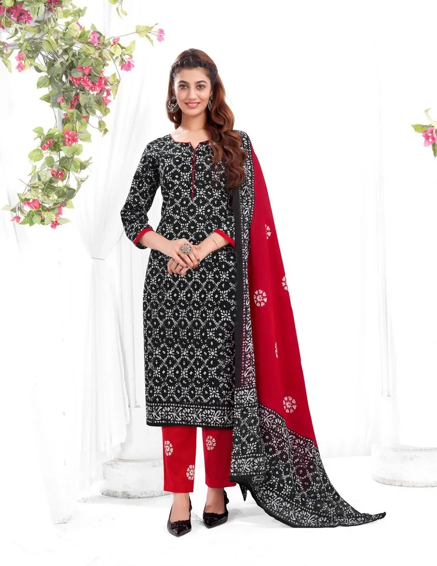 Baalar Battik Special Vol 3 Unstitched Cotton Straight Salwar Suit Summer Wear - Image 3