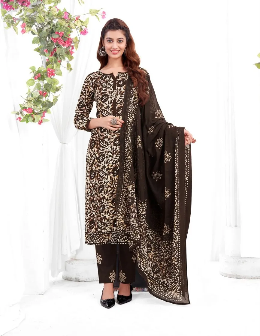 Baalar Battik Special Vol 3 Unstitched Cotton Straight Salwar Suit Summer Wear - Image 4