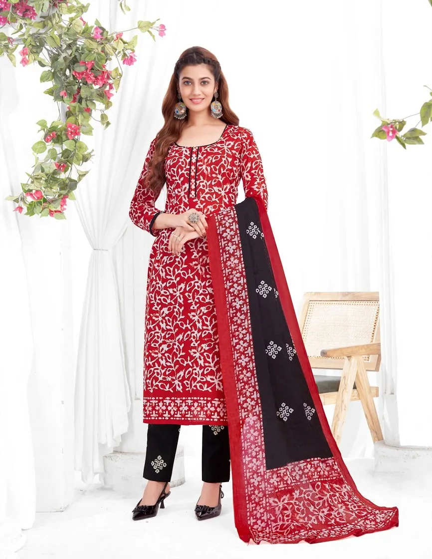 Baalar Battik Special Vol 3 Unstitched Cotton Straight Salwar Suit Summer Wear - Image 5