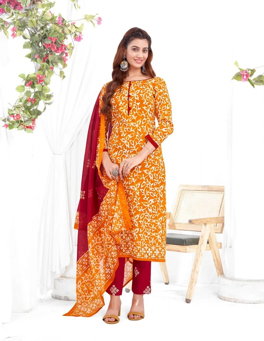 Baalar Battik Special Vol 3 Unstitched Cotton Straight Salwar Suit Summer Wear - Image 7