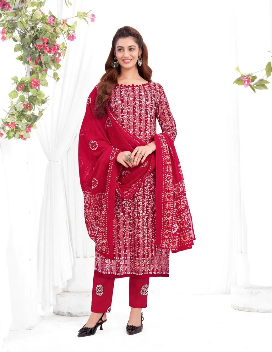 Baalar Battik Special Vol 3 Unstitched Cotton Straight Salwar Suit Summer Wear - Image 9