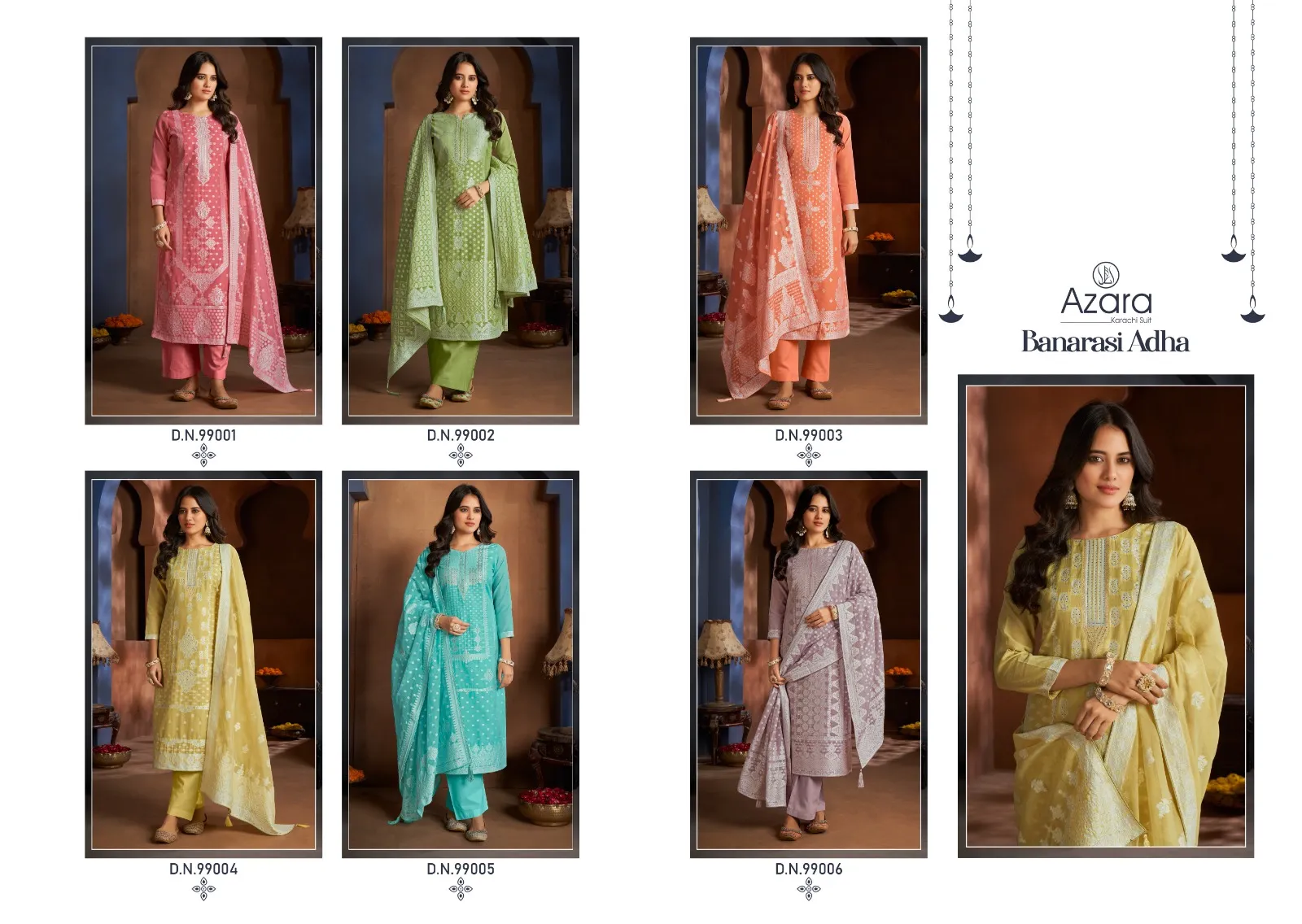 Banarashi Adah by Azara (Radhika Fashion) Unstitched Swarovski Work Cotton Ethnic Suit Wholesalers - Image 2