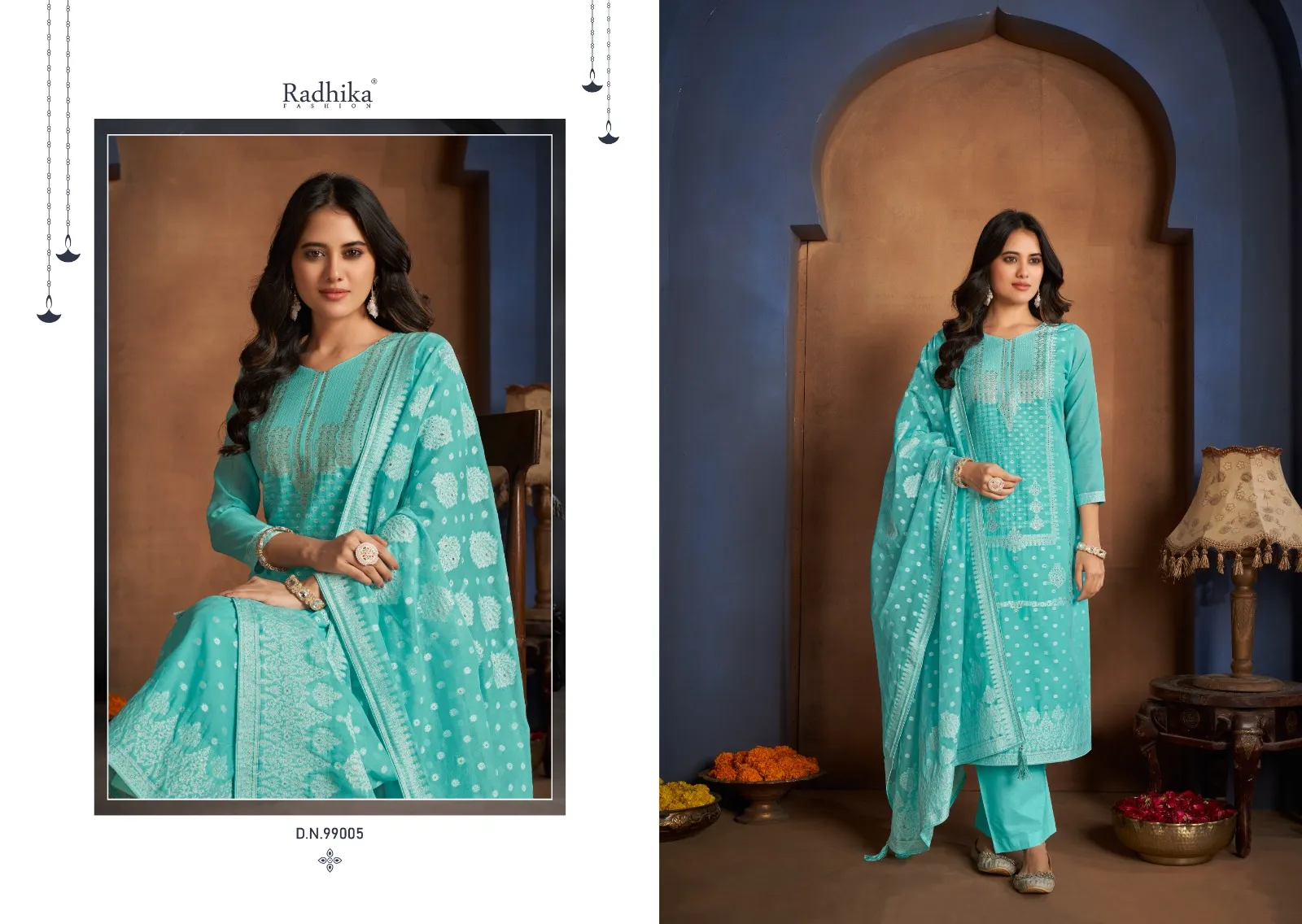 Banarashi Adah by Azara (Radhika Fashion) Unstitched Swarovski Work Cotton Ethnic Suit Wholesalers - Image 3