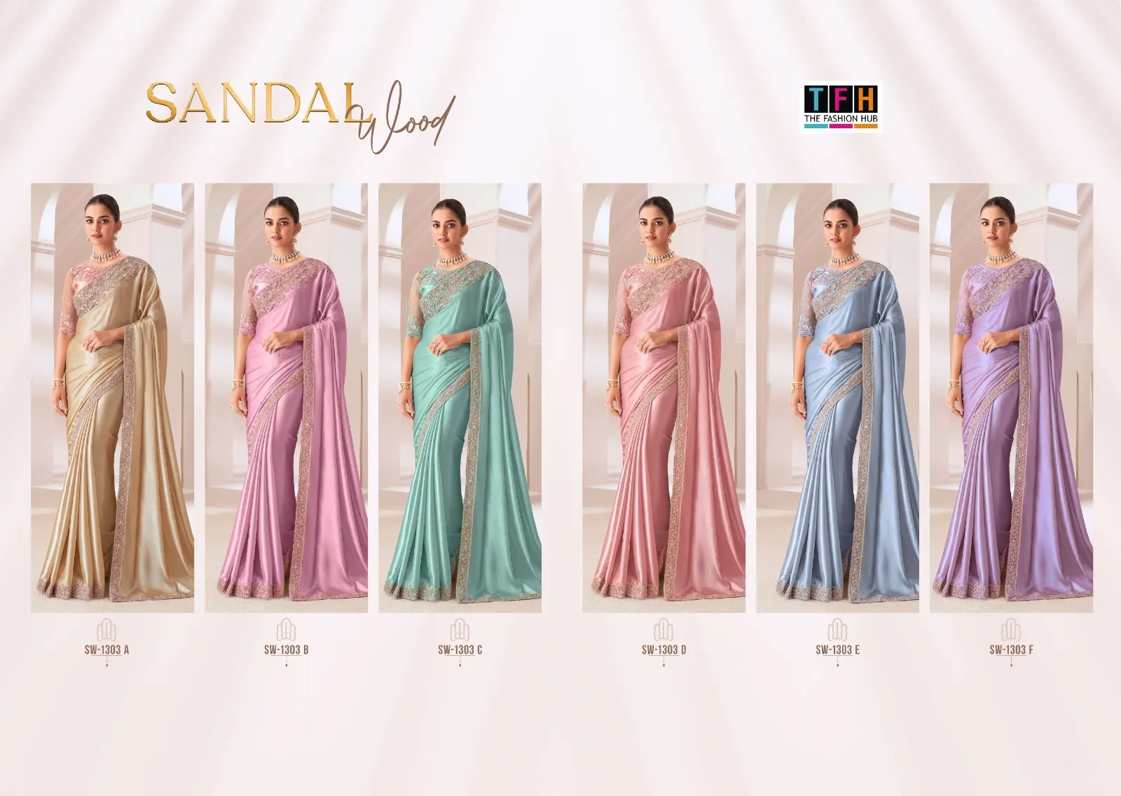 Chiffon Party Wear Rich Look Heavy Embroidery Work Ethnic Saree Sandal Wood 1303 - Image 2