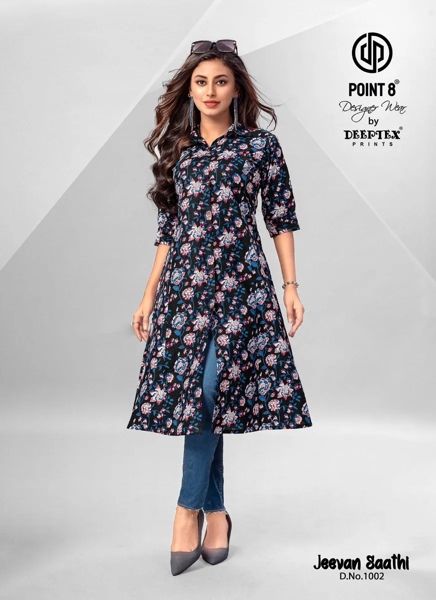 Deeptex Jeevan Sathi Vol 1 front Slit Cut Flair Style Ethnic Kurti - Image 3