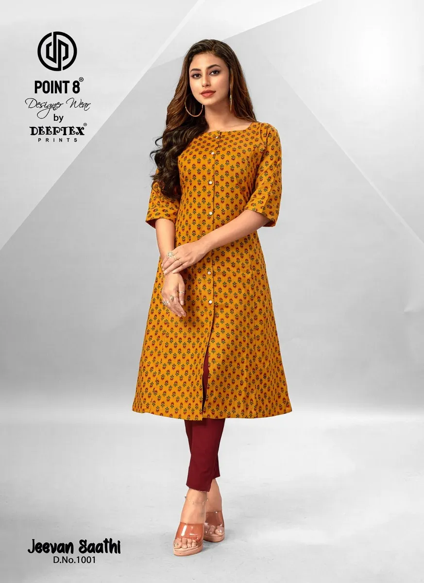 Deeptex Jeevan Sathi Vol 1 front Slit Cut Flair Style Ethnic Kurti - Image 5