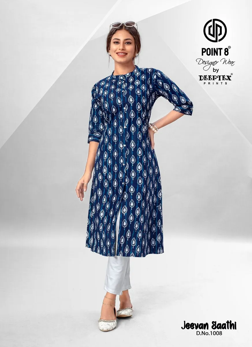 Deeptex Jeevan Sathi Vol 1 front Slit Cut Flair Style Ethnic Kurti - Image 6
